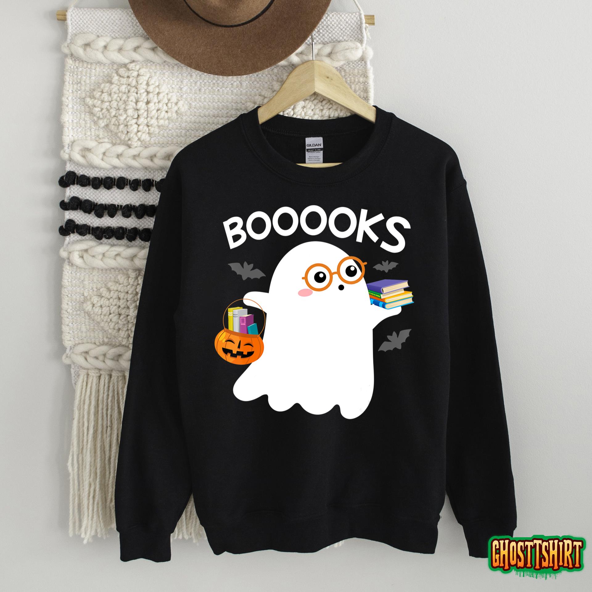 Halloween Booooks Cute Ghost Reading Library Books Halloween T-Shirt