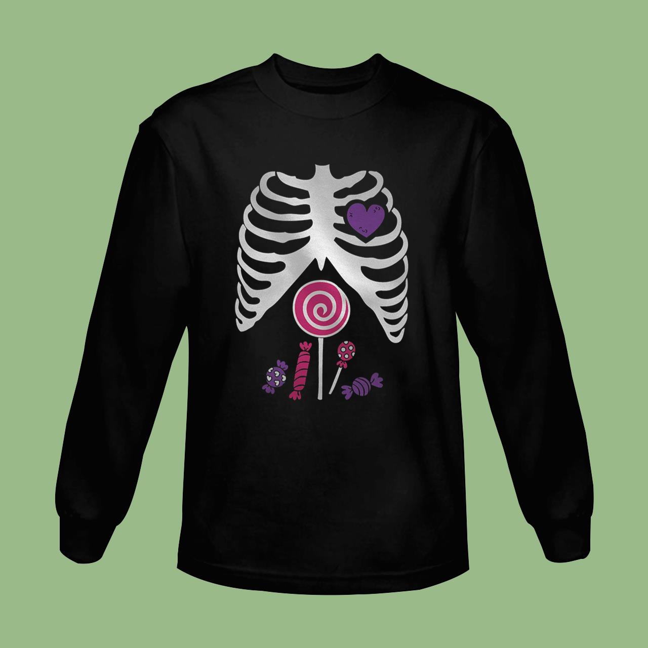 Halloween Candy Ribcage Shirt Xray Skeleton T-Shirt