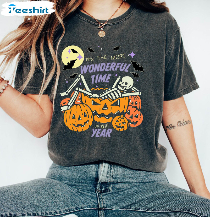 Halloween Comfort Colors Shirt, The Most Wonderful Time Of The Year Skeleton Sweater Unisex Hoodie