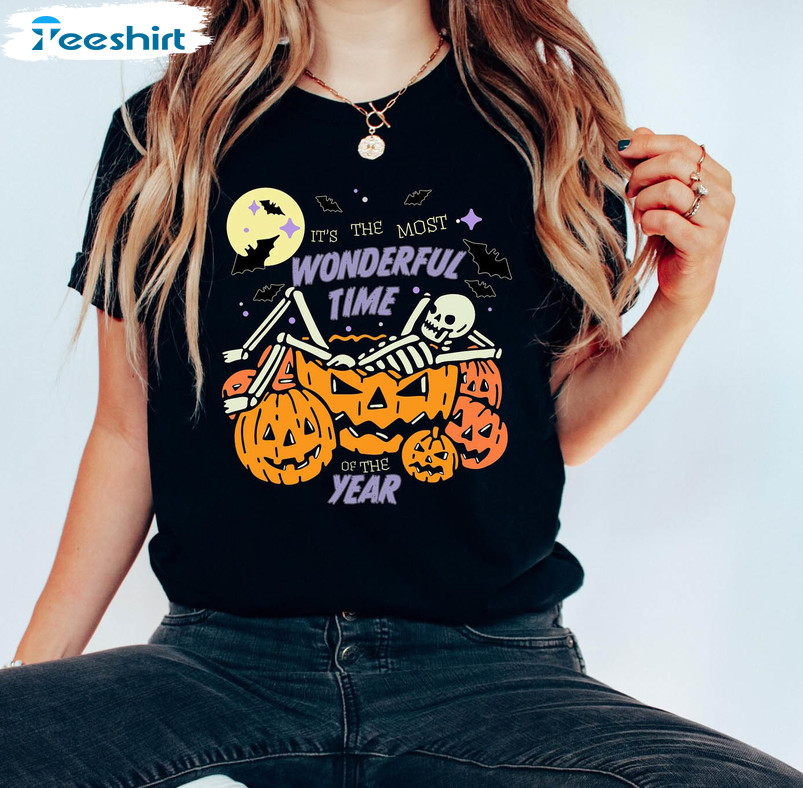 Halloween Comfort Colors Shirt, The Most Wonderful Time Of The Year Skeleton Sweater Unisex Hoodie