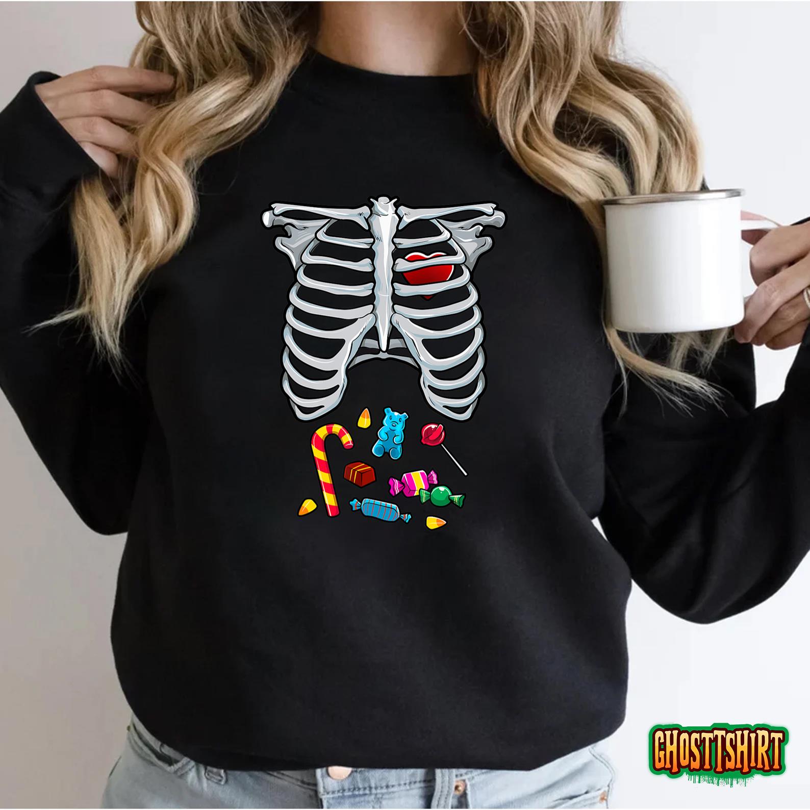 Halloween Costume XRay Skeleton Rib Heart Candy Adult Kids T-Shirt