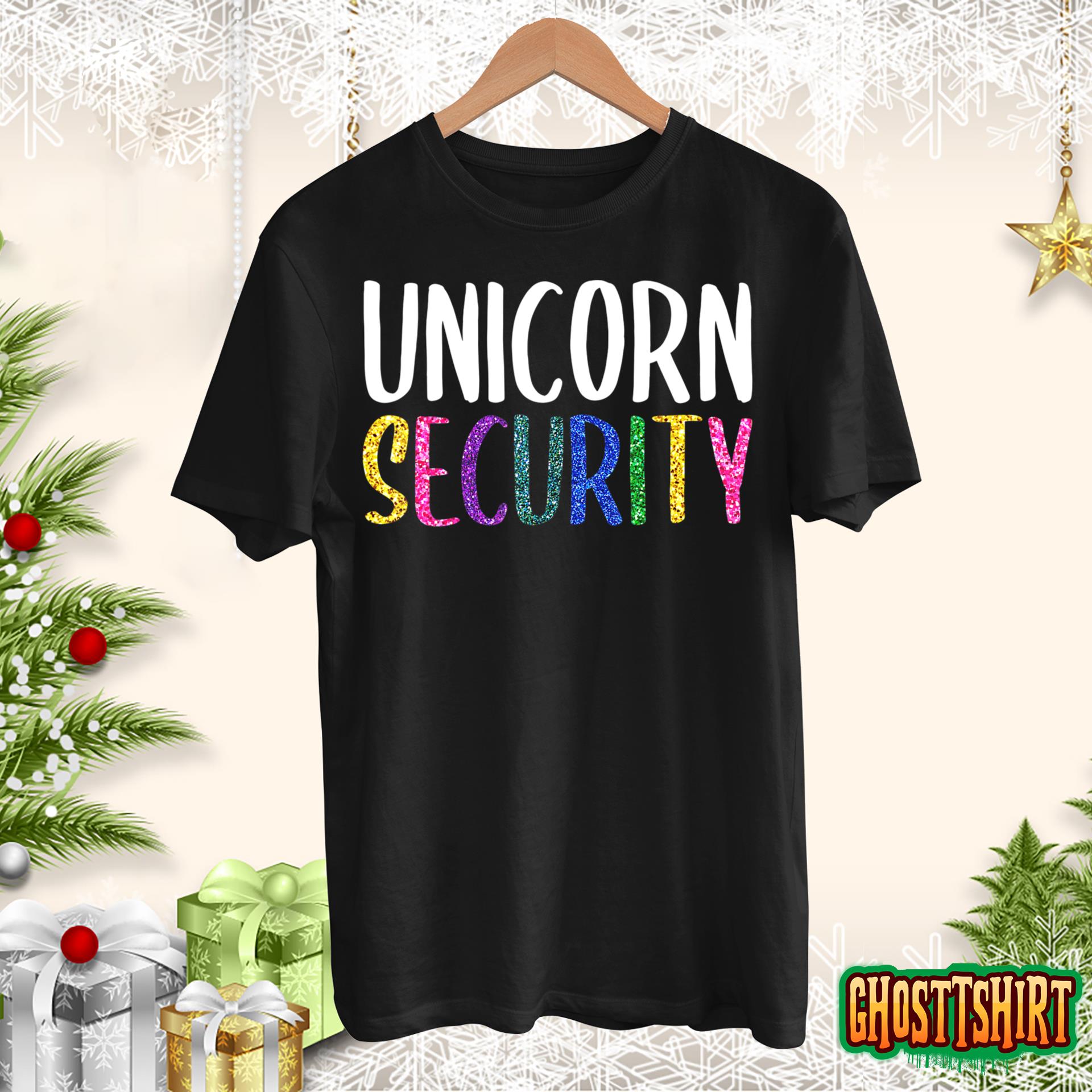 Halloween Dad Mom Daughter Adult Costume Unicorn Security T-Shirt