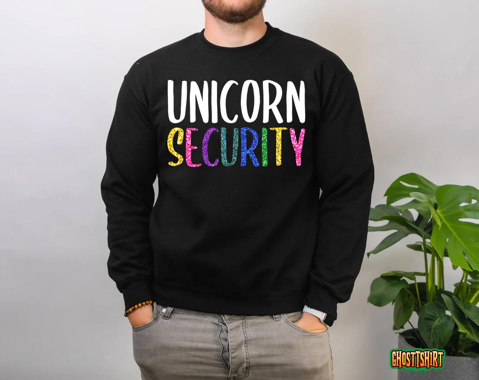 Halloween Dad Mom Daughter Adult Costume Unicorn Security T-Shirt