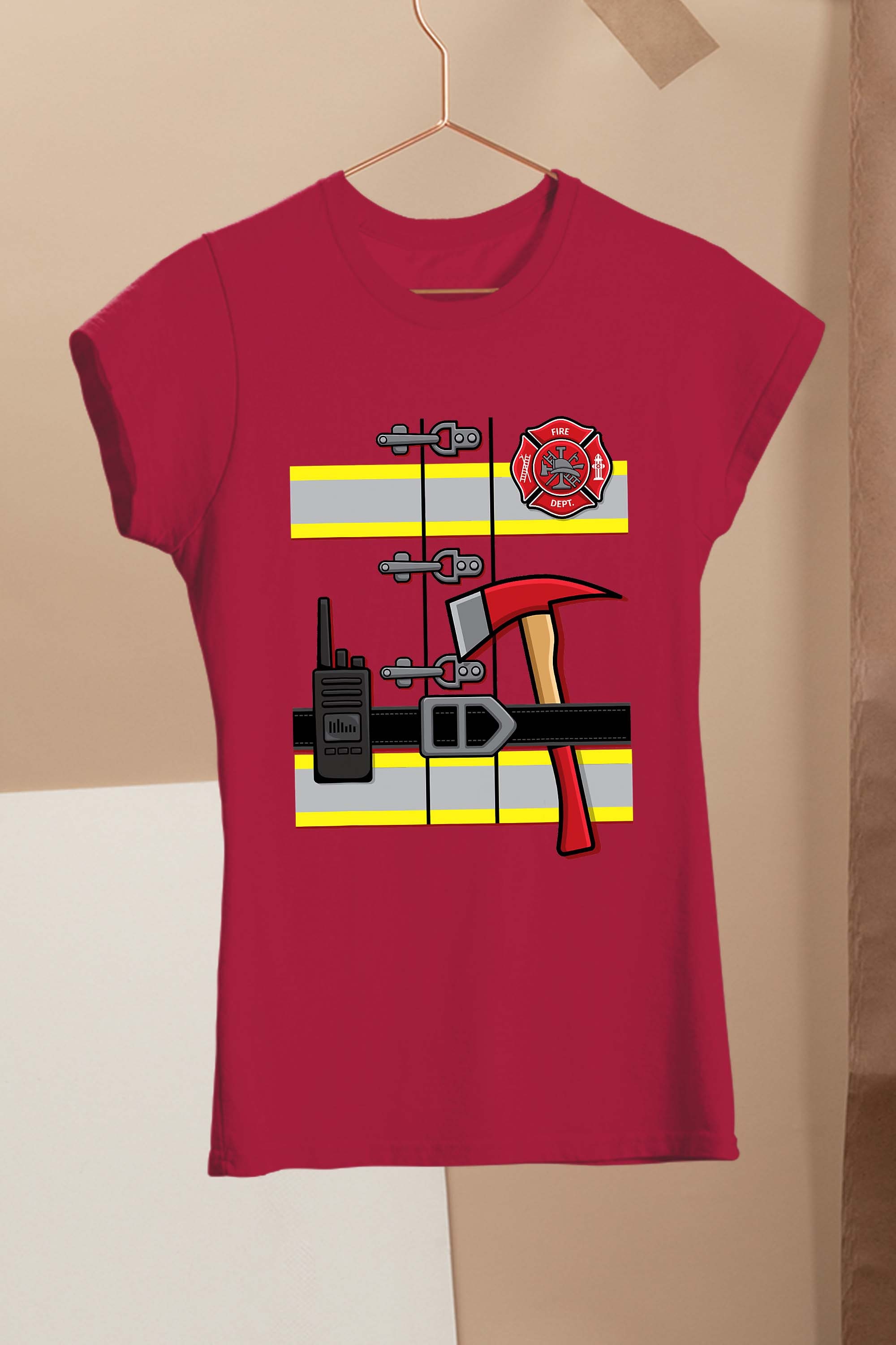 Halloween DIY Firefighter Uniform Costume T-Shirt