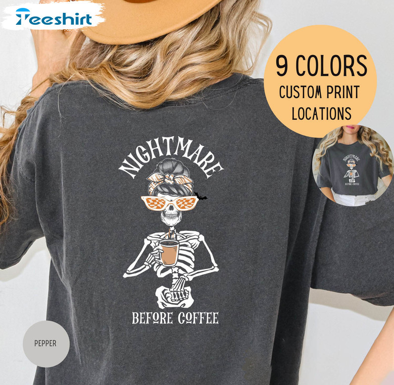 Halloween Funny Skeleton Coffee Shirt, Spooky Mom Tee Tops Unisex Hoodie