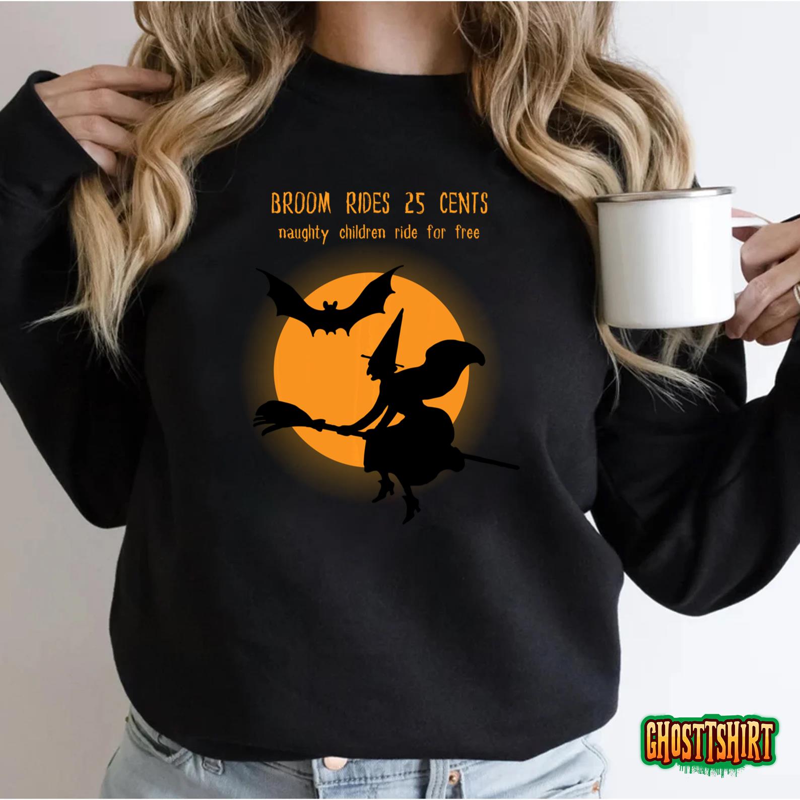 Halloween Funny Witch Broom Ride T-Shirt