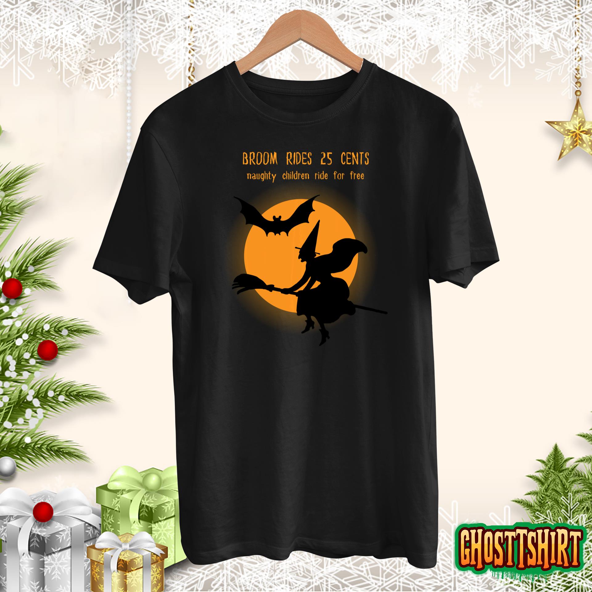 Halloween Funny Witch Broom Ride T-Shirt