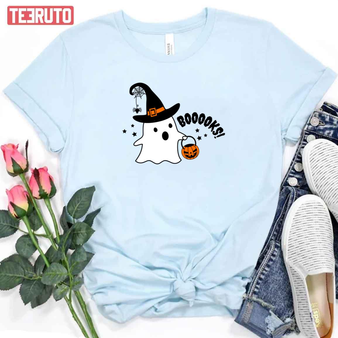 Halloween Ghost Books Pack Reader Witchy Vibes Unisex T-Shirt