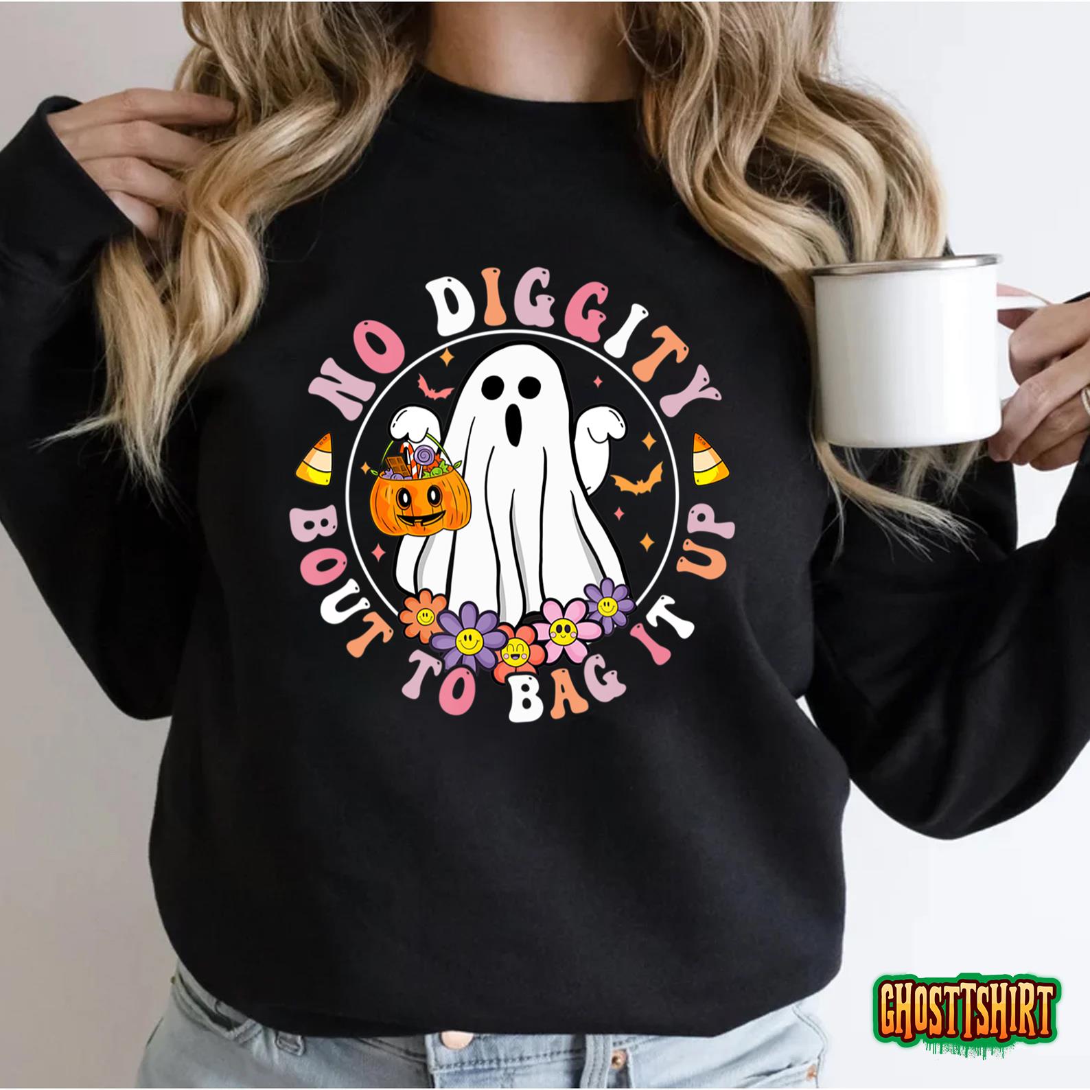 Halloween Ghost Funny No Diggity Bout To Bag It Up T-Shirt