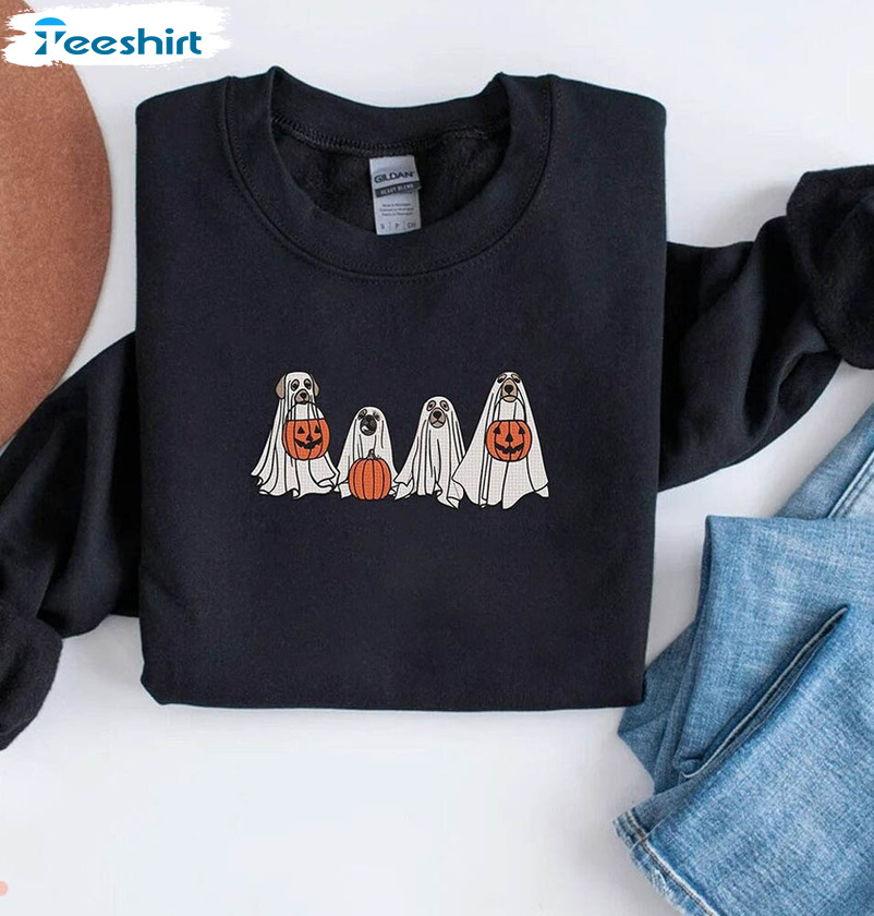 Halloween Ghost Funny Shirt, Pumpkin Halloween Long Sleeve Unisex T-shirt