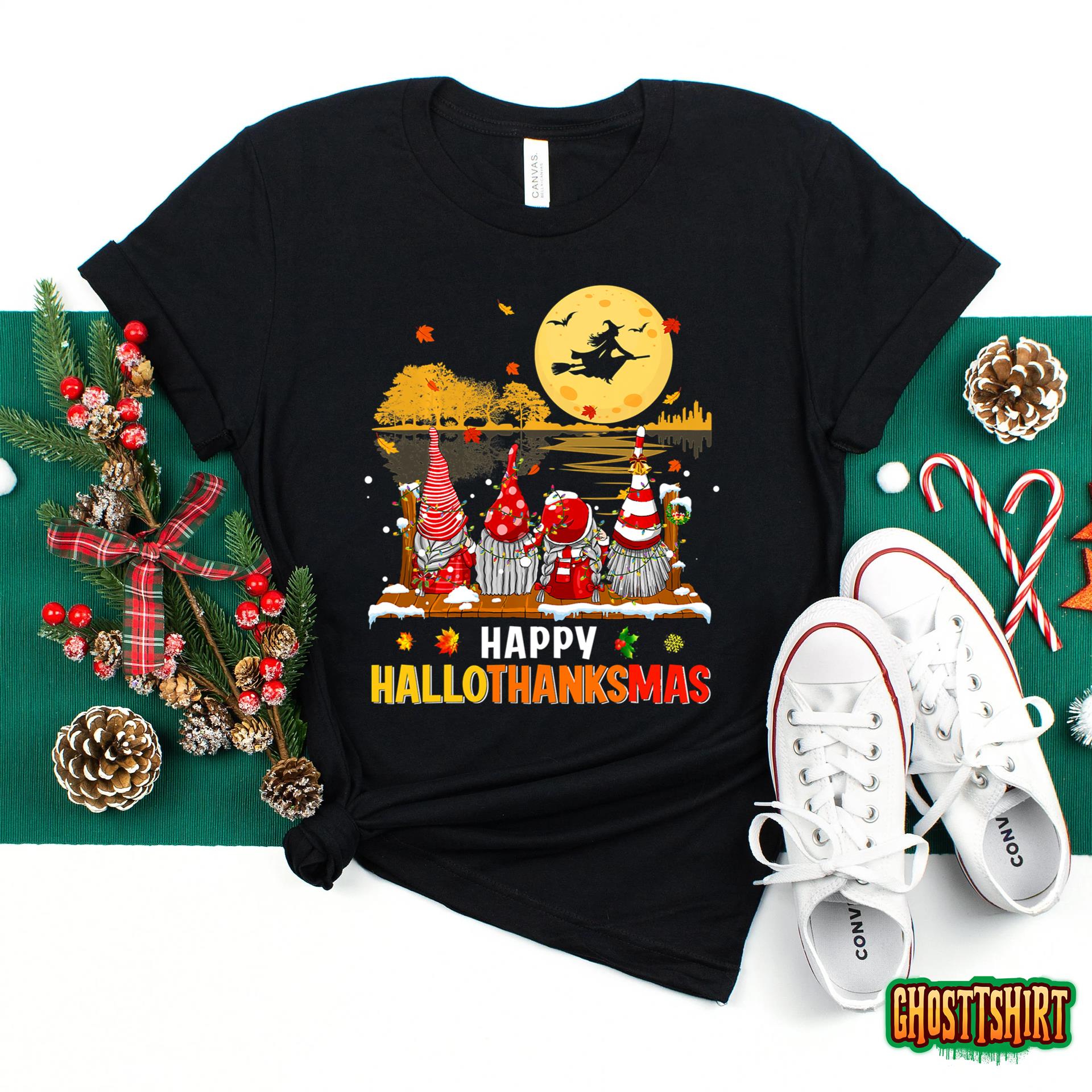 Halloween Gnomes Happy HalloThanksMas Thanksgiving Christmas Sweatshirt