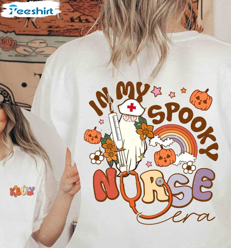 Halloween In My Spooky Nurse Era Shirt, Nurse Halloween Ghost Tee Tops Unisex Hoodie