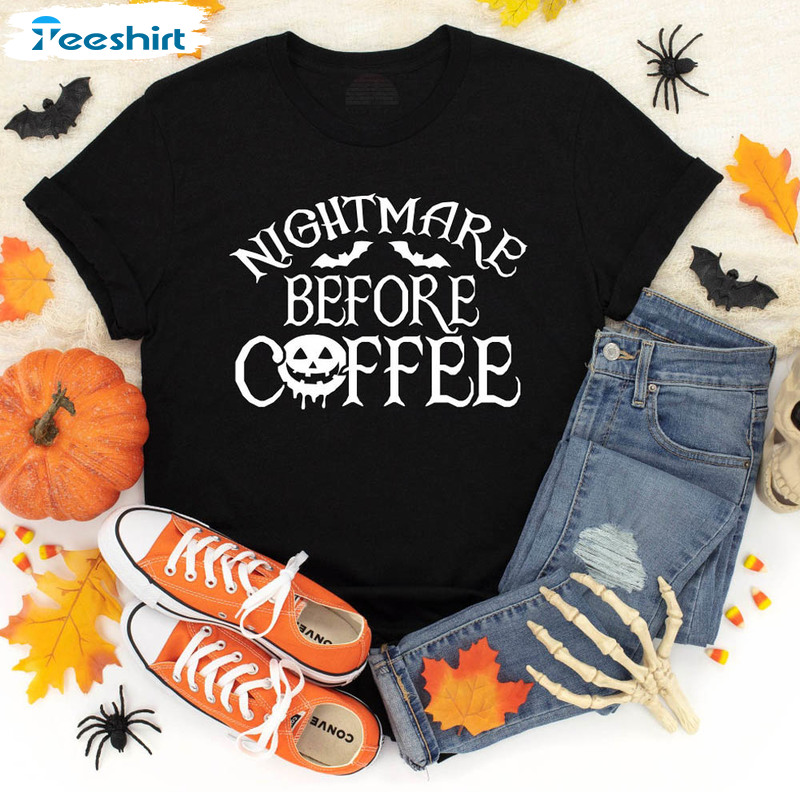 Halloween Jack Shirt, Nightmare Before Coffee Short Sleeve Long Sleeve