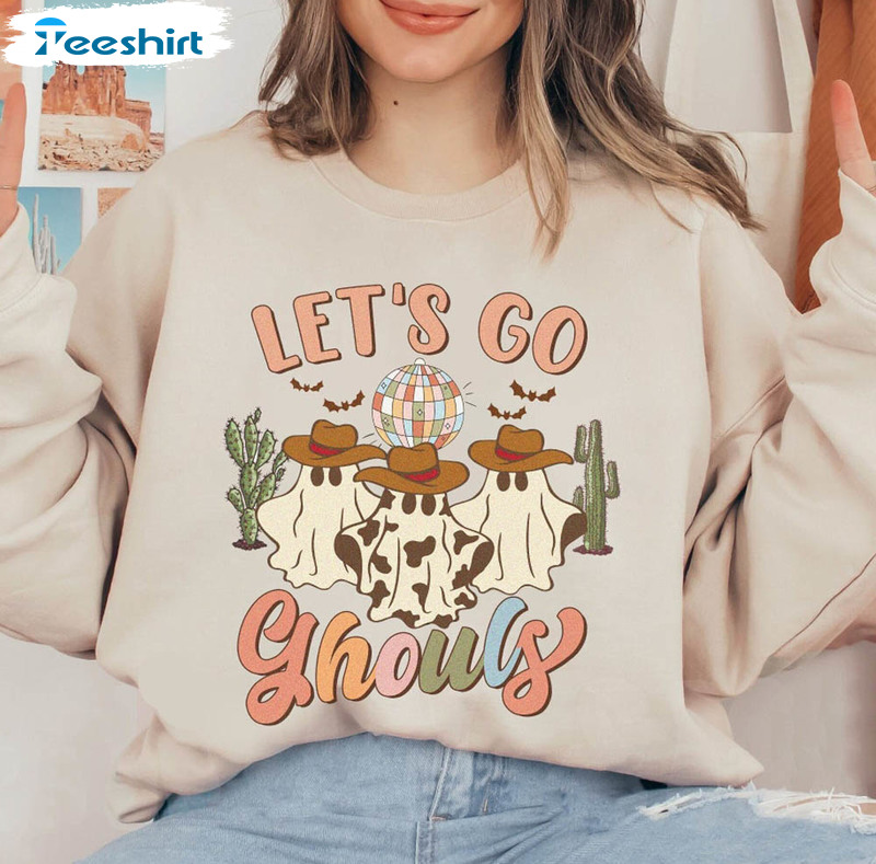 Halloween Lets Go Ghouls Shirt, Retro Unisex Hoodie Crewneck