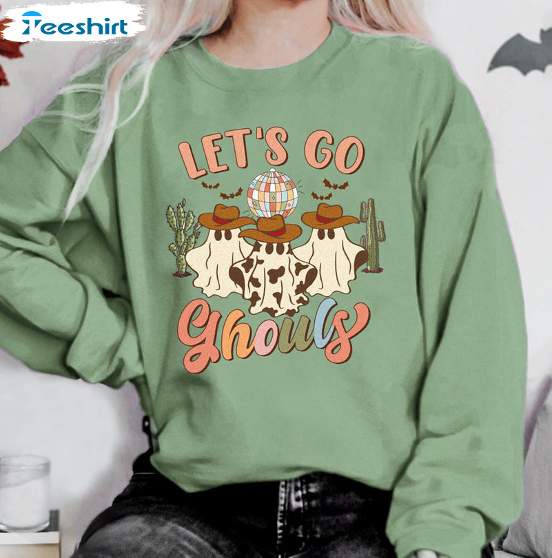 Halloween Lets Go Ghouls Shirt, Retro Unisex Hoodie Crewneck