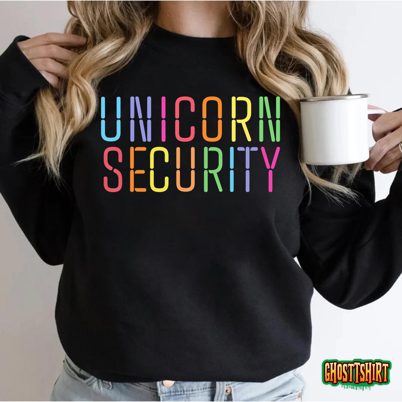 Halloween Mom Daughter Dad Adult Costume Unicorn Security T-Shirt