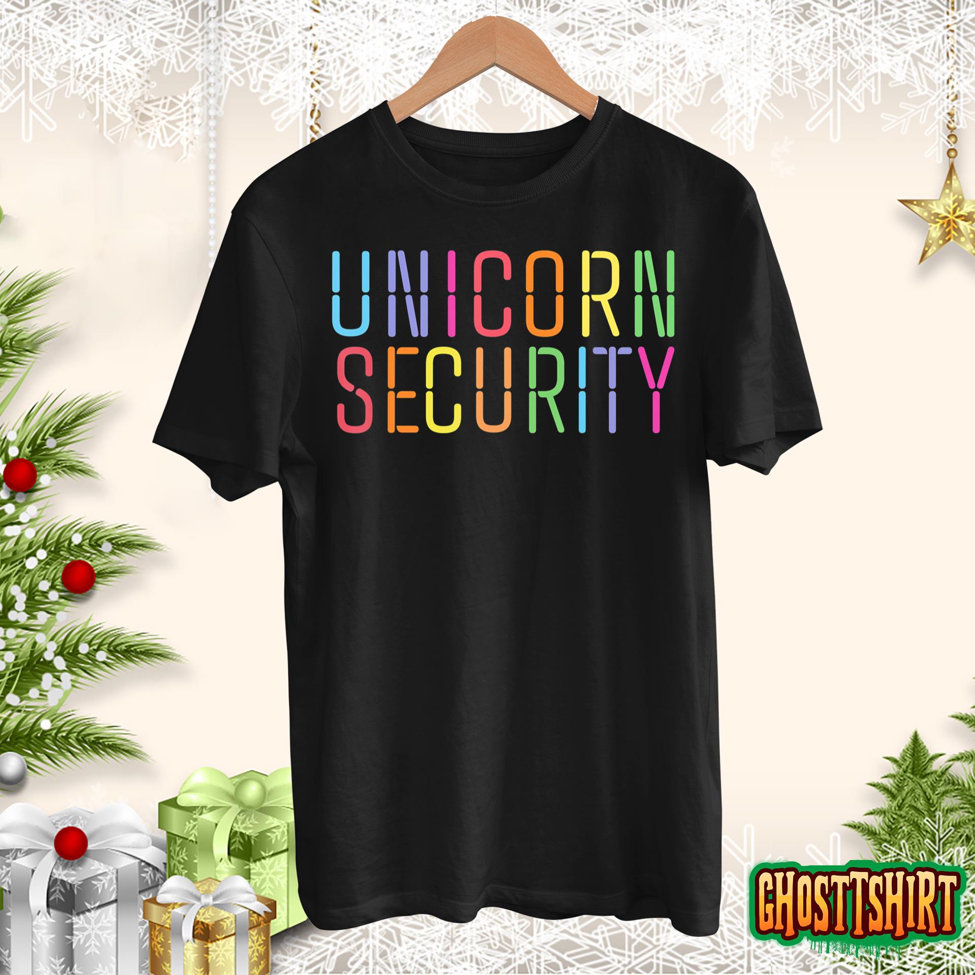 Halloween Mom Daughter Dad Adult Costume Unicorn Security T-Shirt