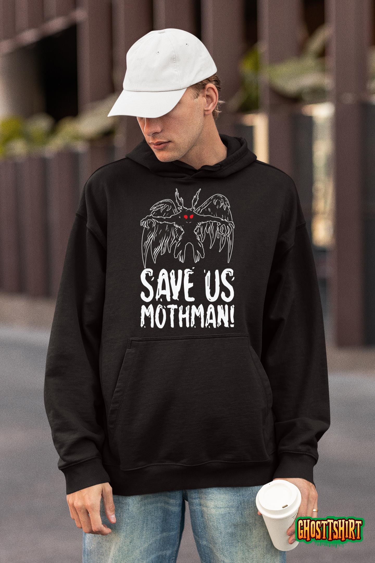 Halloween Mothman Mythical Line Art Beast Monster Fan Pullover Hoodie