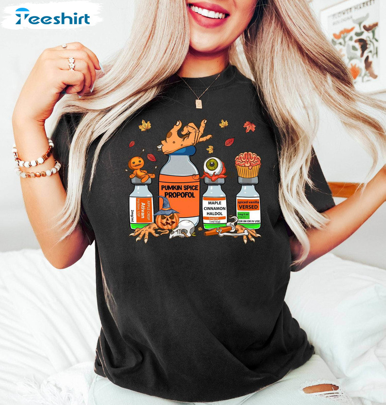 Halloween Nurse Pills Shirt, Halloween Er Nurse Crewneck Unisex Hoodie