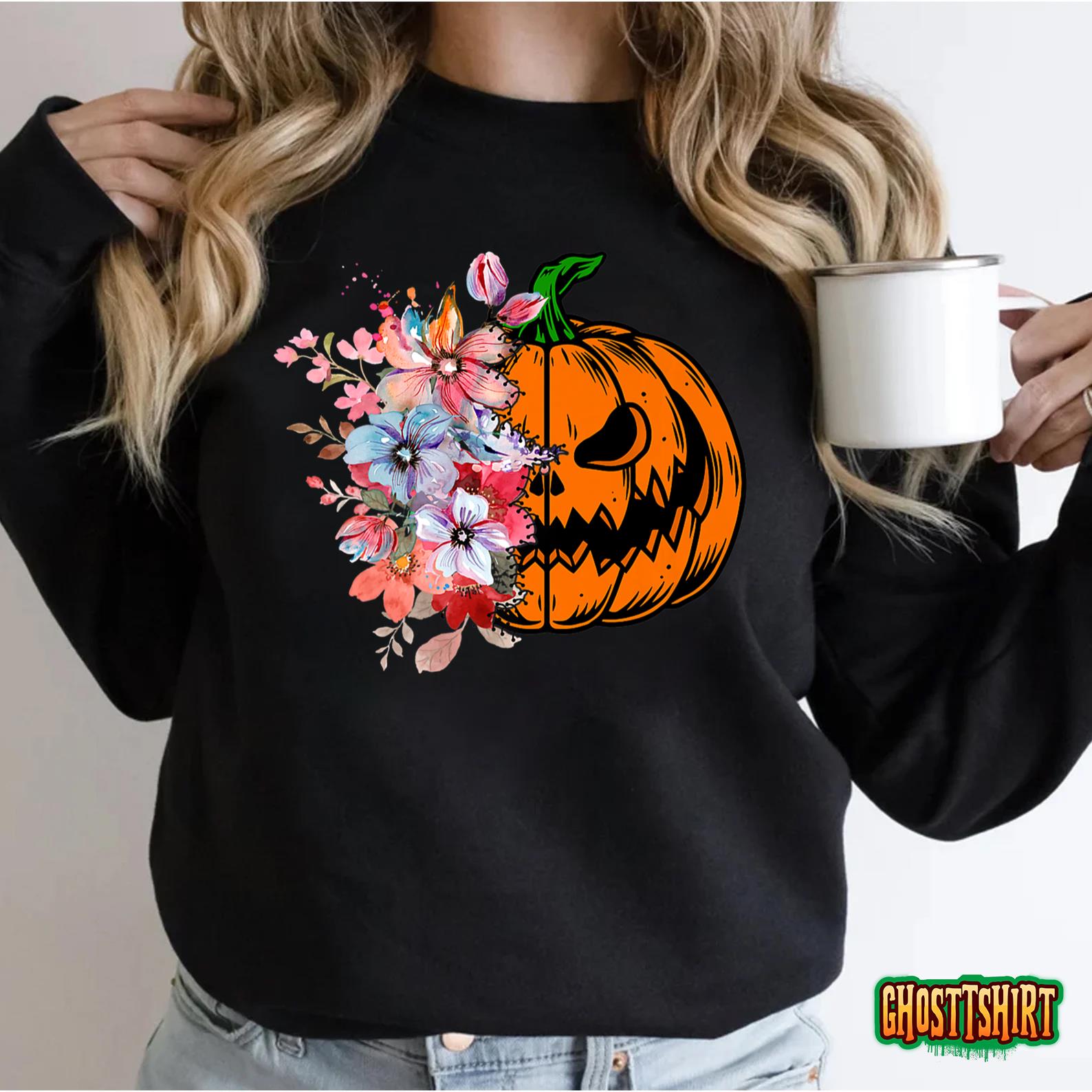 Halloween Pumpkin & Flower Funny Halloween Costume 2022 Premium T-Shirt