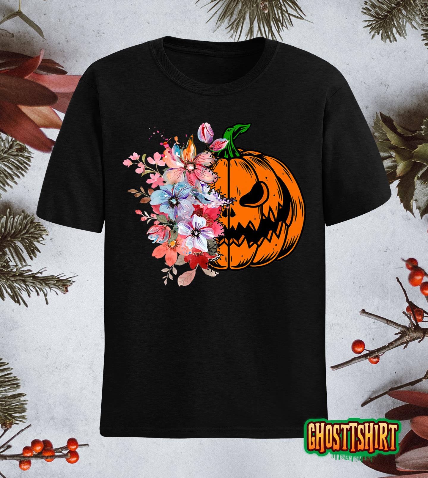 Halloween Pumpkin & Flower Funny Halloween Costume 2022 Premium T-Shirt