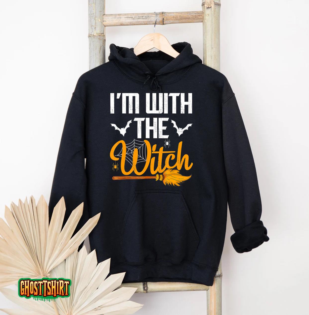 Halloween Shirts For Men I’m With The Witch Funny Halloween Hoodie