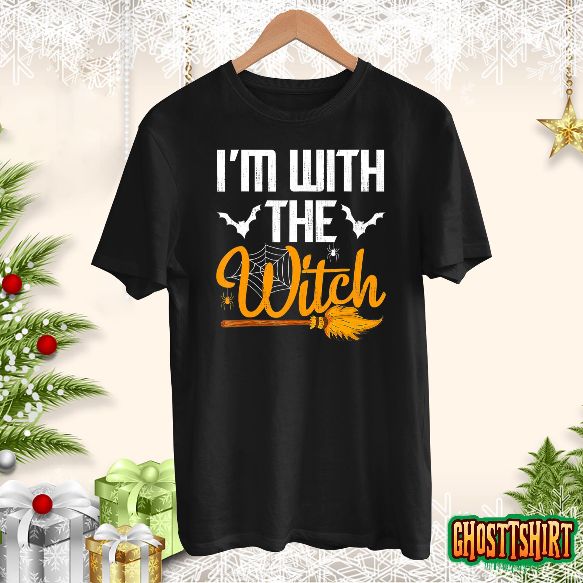 Halloween Shirts For Men I’m With The Witch Funny Halloween Hoodie