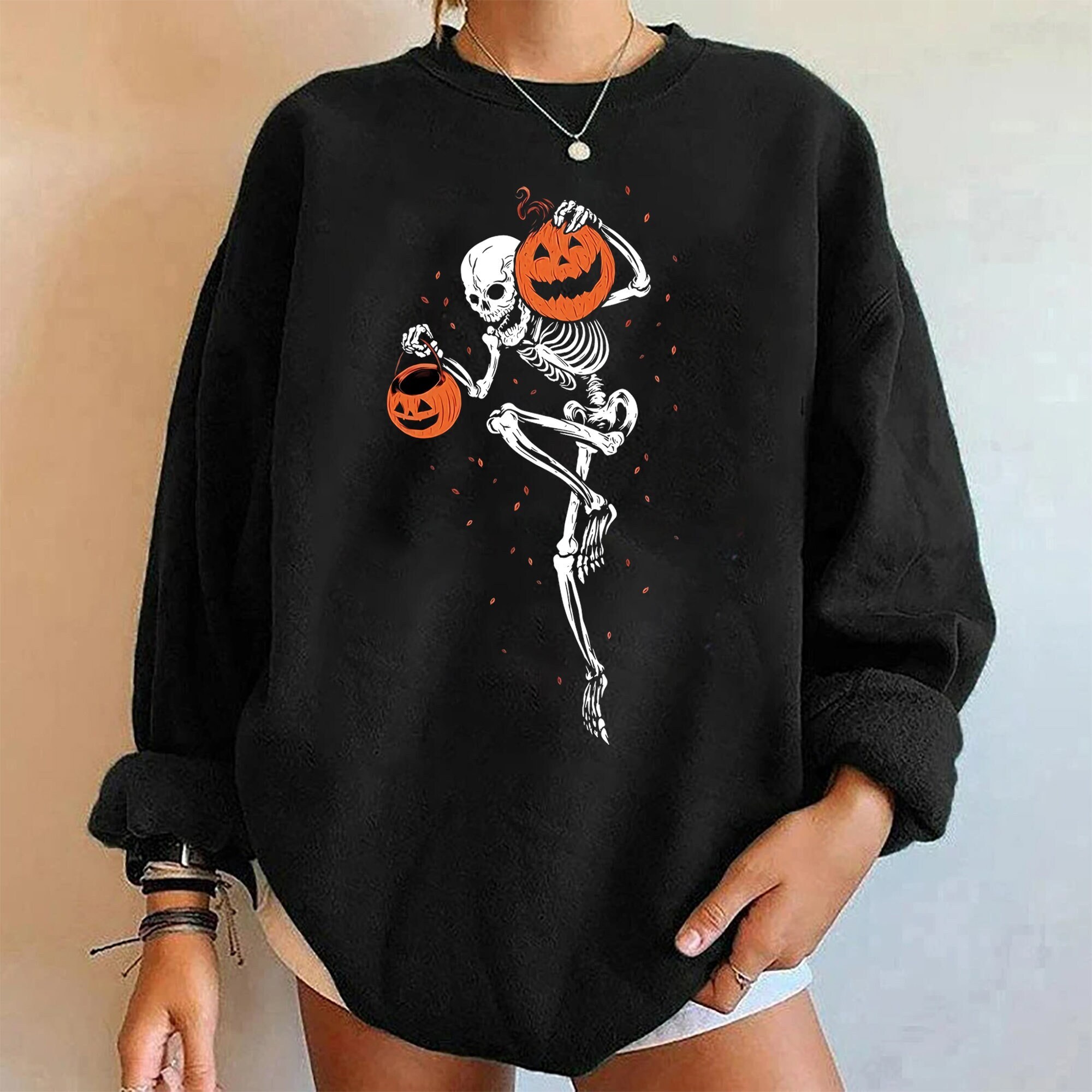 Halloween Skeleton Dancing Pumpkin Sweatshirt