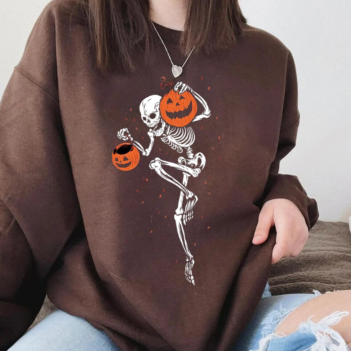 Halloween Skeleton Dancing Pumpkin Sweatshirt