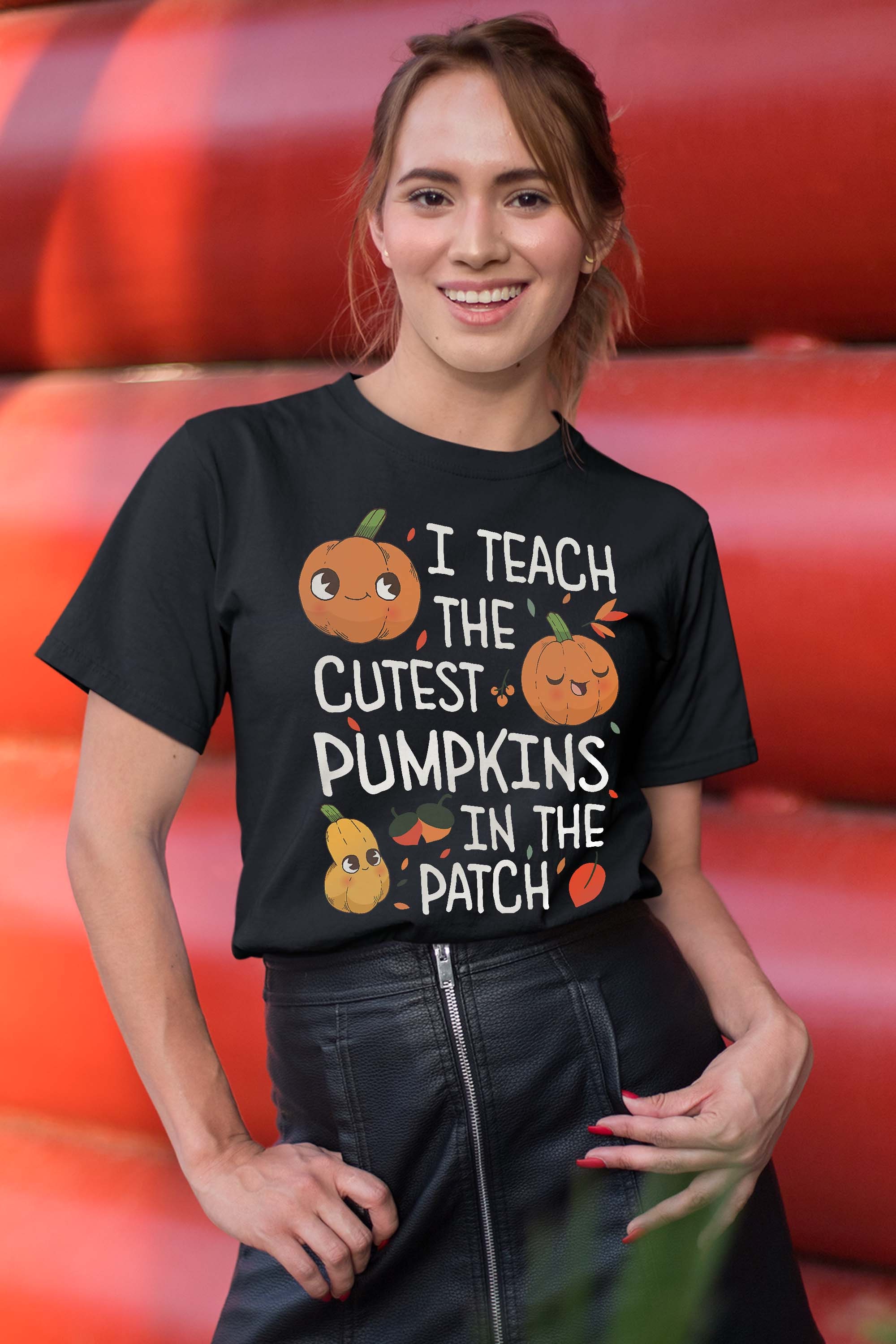 Halloween Teacher Costume Pumpkin Patch Kindergarten Women T-Shirt