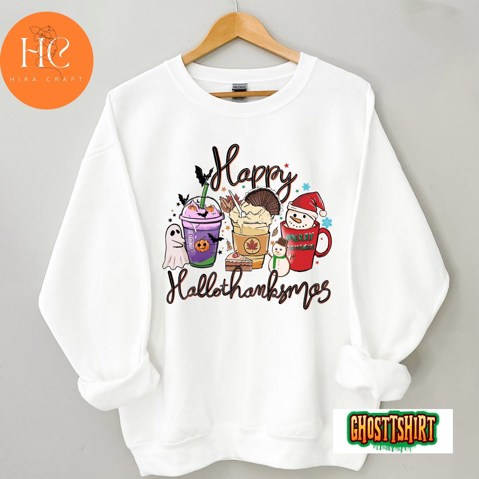 Halloween Thanksgiving & Merry Christmas Sweatshirt