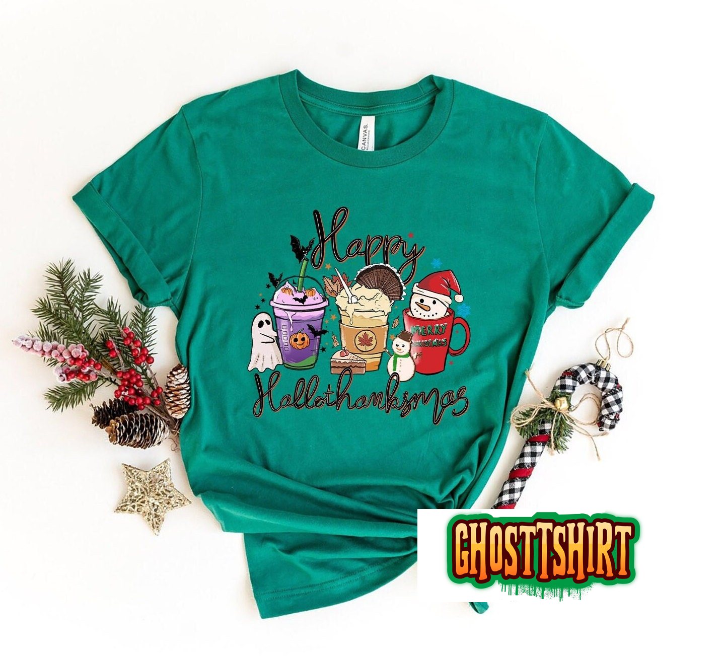 Halloween Thanksgiving & Merry Christmas Sweatshirt