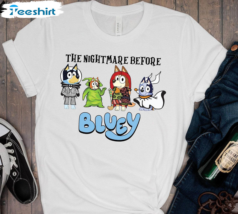 Halloween The Nightmare Before Bluey Cute Shirt, Halloween Unisex Hoodie Tee Tops