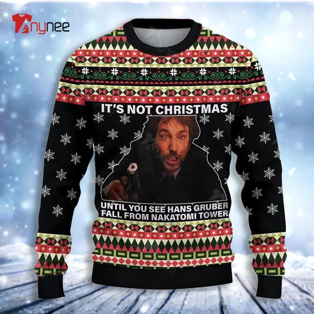 Hans Gruber Fall Nakatomi Plaza Ugly Christmas Sweater- Best Christmas Gifts 2023