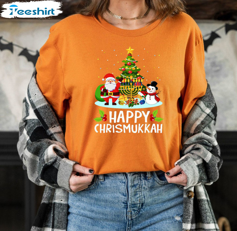 Happy Chrismukkah Trending Shirt, Hanukkah Christmas Jewis Crewneck Short Sleeve