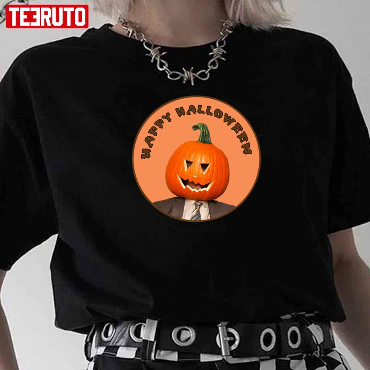 Happy Dwight Shrute The Office Pumpkin Head Halloween Unisex T-Shirt