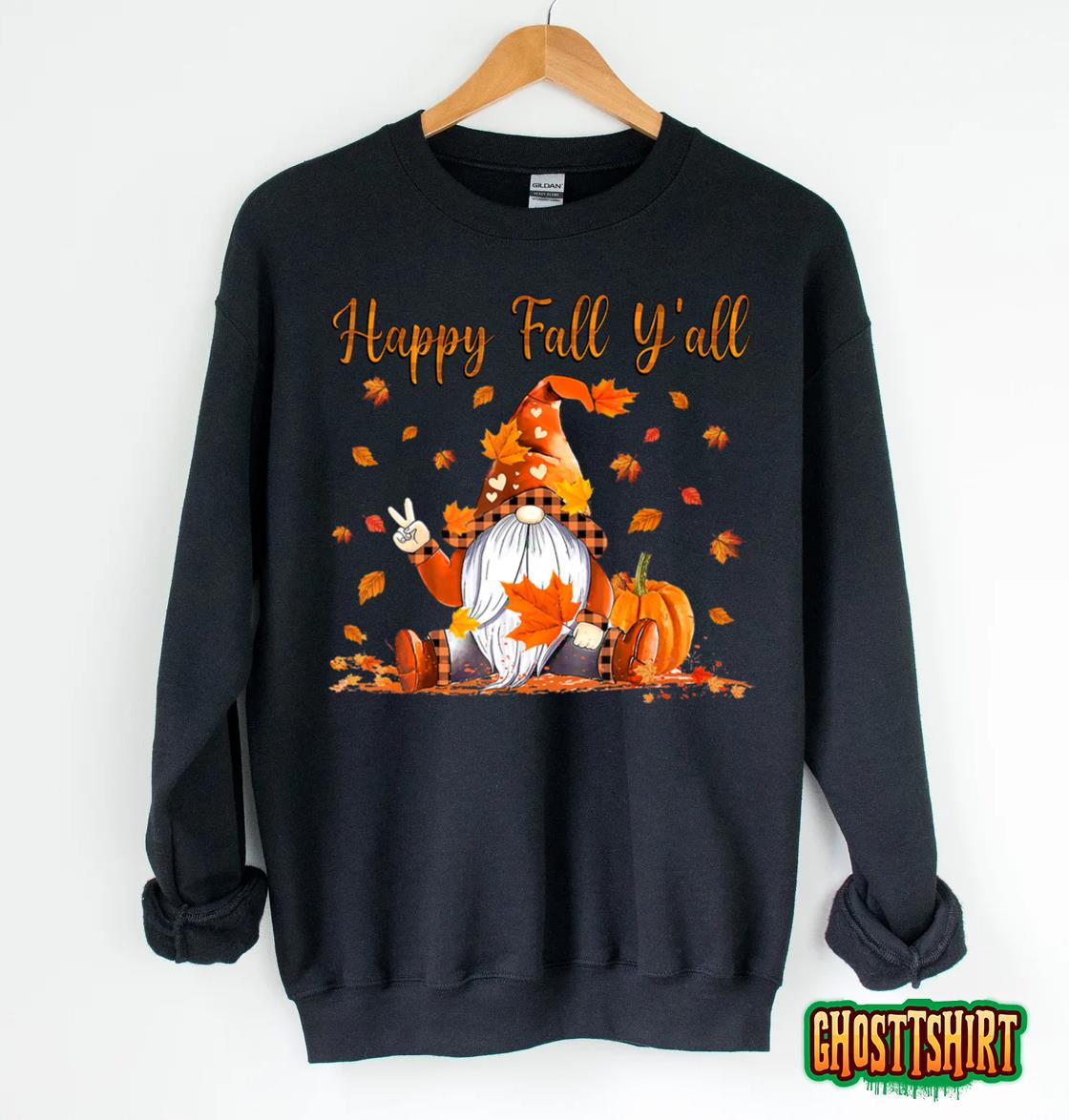 Happy Fall Y’all Gnomes With Pumpkin Autumn Thanksgiving Hoodie