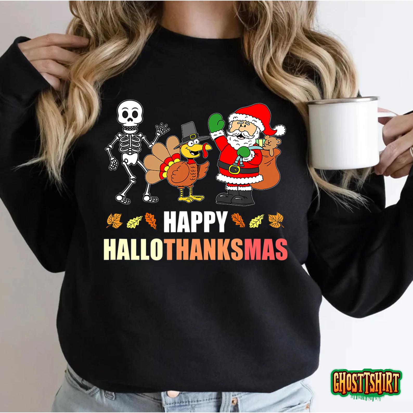 Happy HalloThanksMas Funny Three Holiday T-Shirt