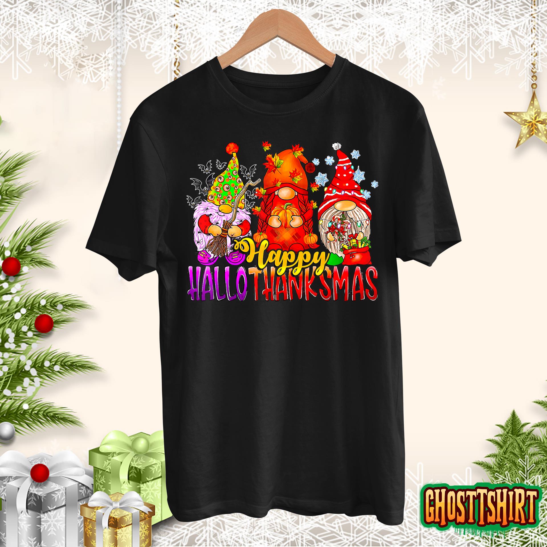 Happy Hallothanksmas Gnomes Lover Halloween Thanksgiving Sweatshirt