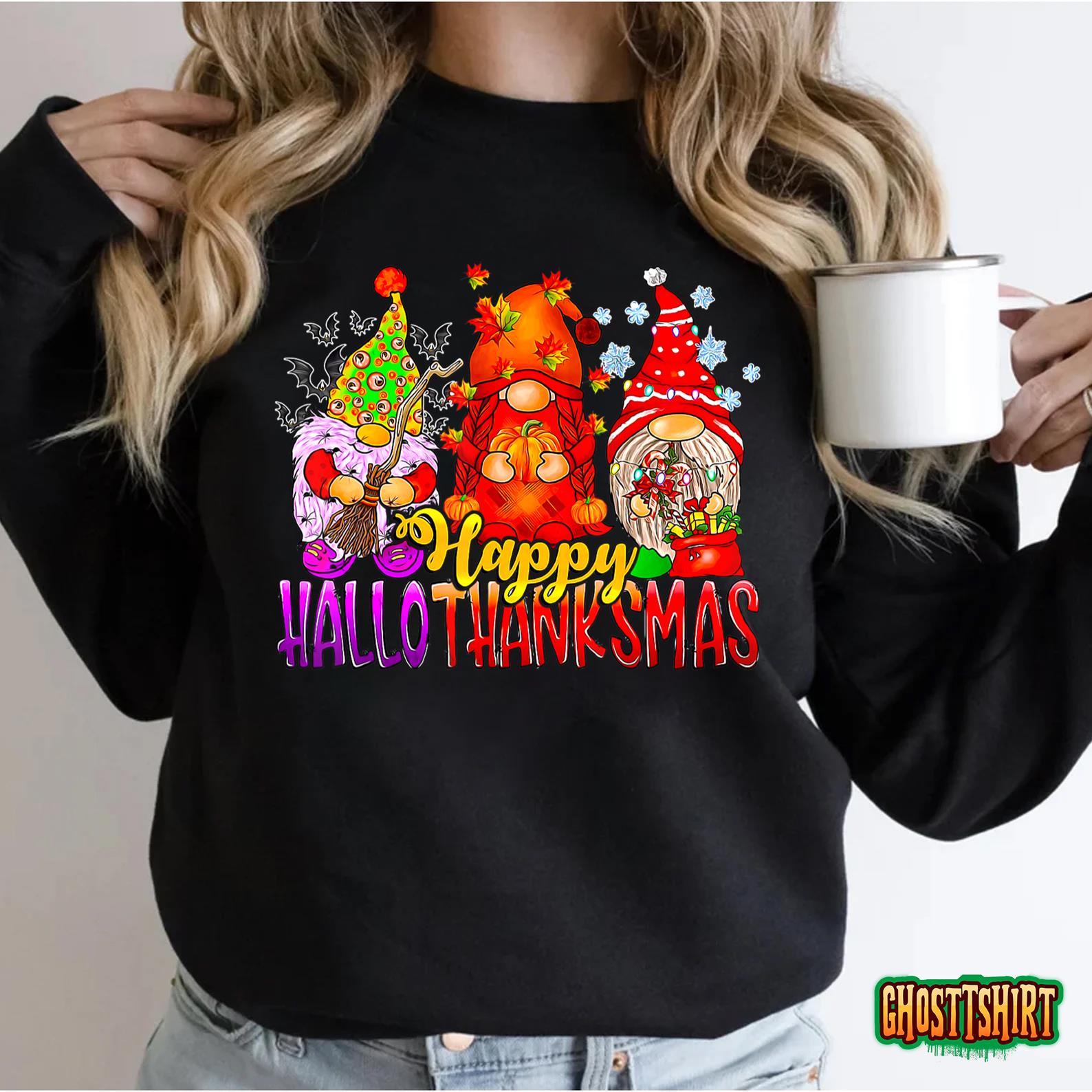 Happy Hallothanksmas Gnomes Lover Halloween Thanksgiving Sweatshirt