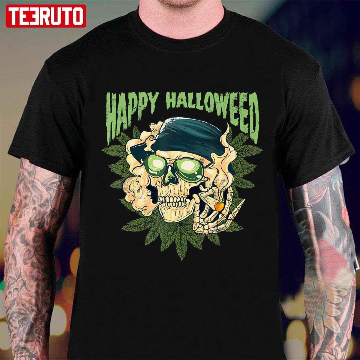 Happy Halloweed Halloween Marijuana Weed Cannabis Pot 420 Unisex T-shirt