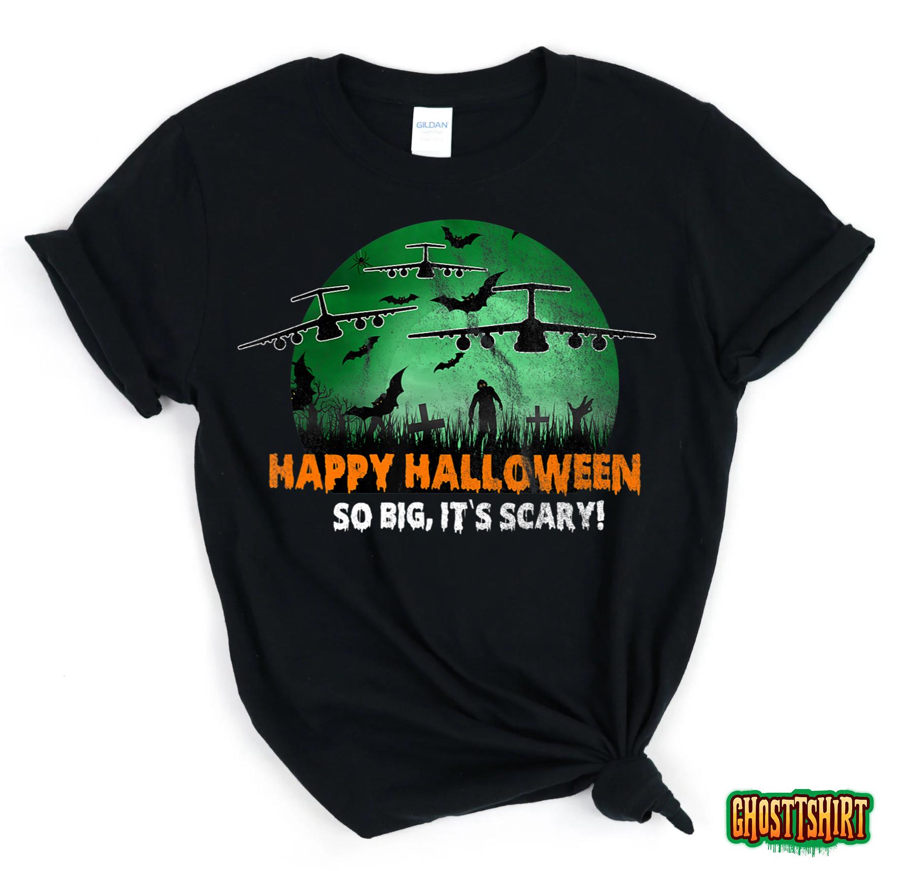 Happy Halloween C-5 Galaxy Airplane Green Sunset T-Shirt