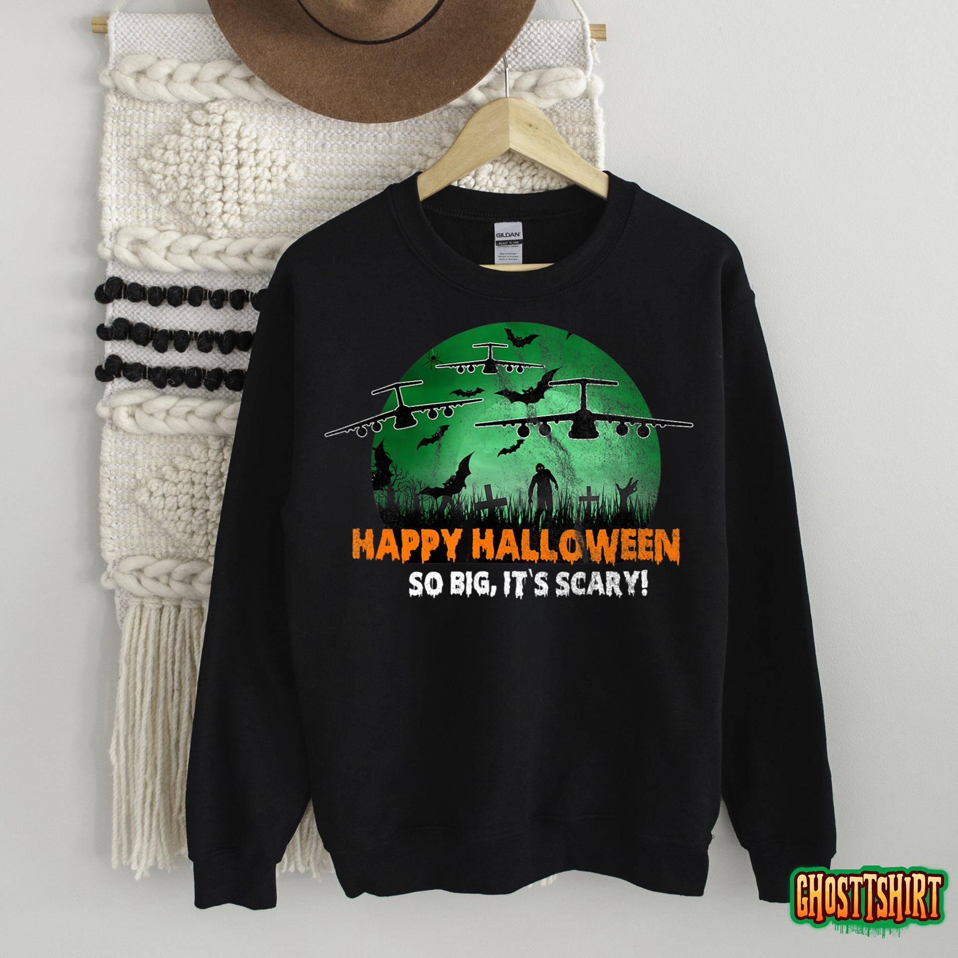 Happy Halloween C-5 Galaxy Airplane Green Sunset T-Shirt