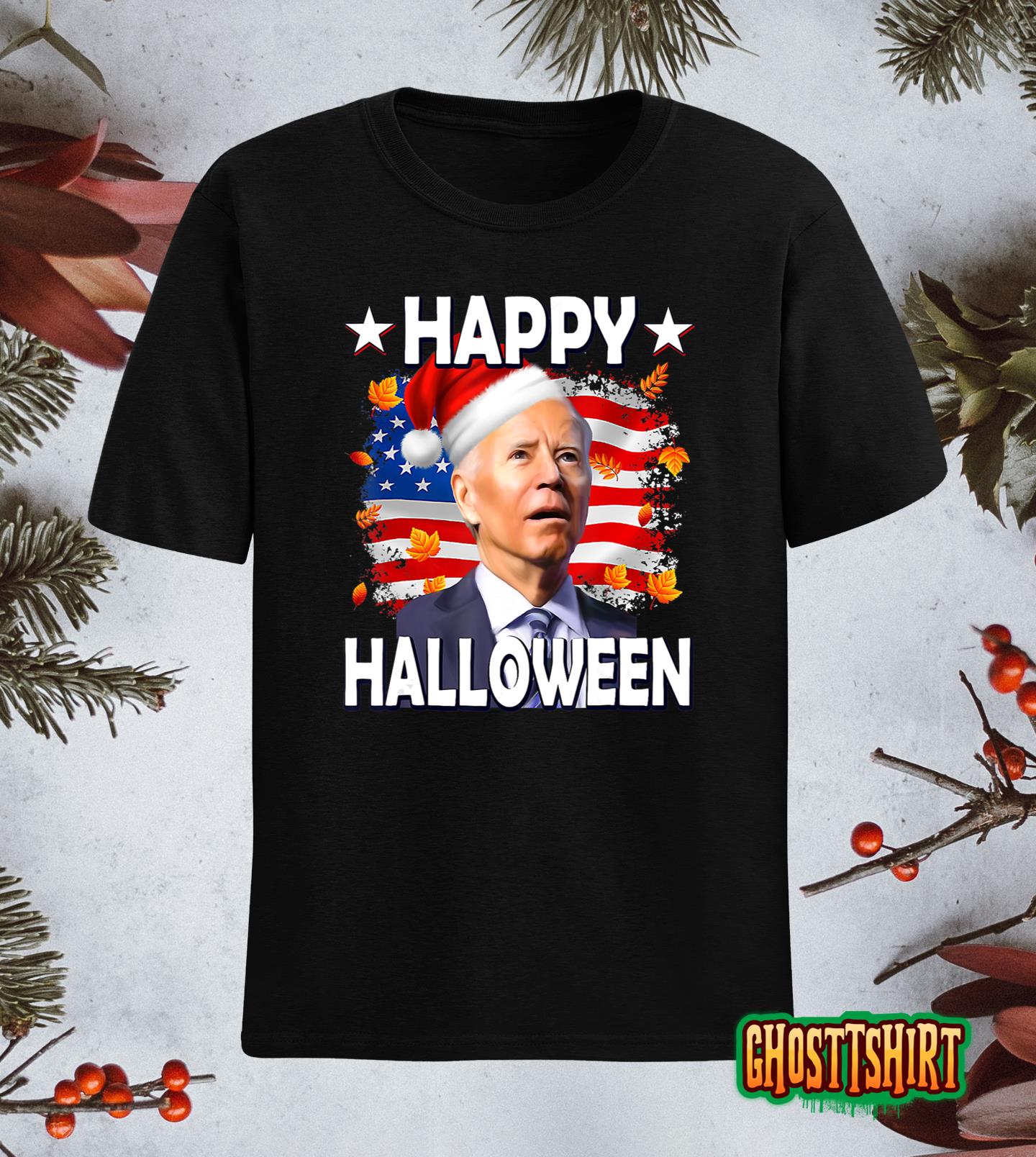 Happy Halloween Confused Biden US Flag Halloween 2022 T-Shirt