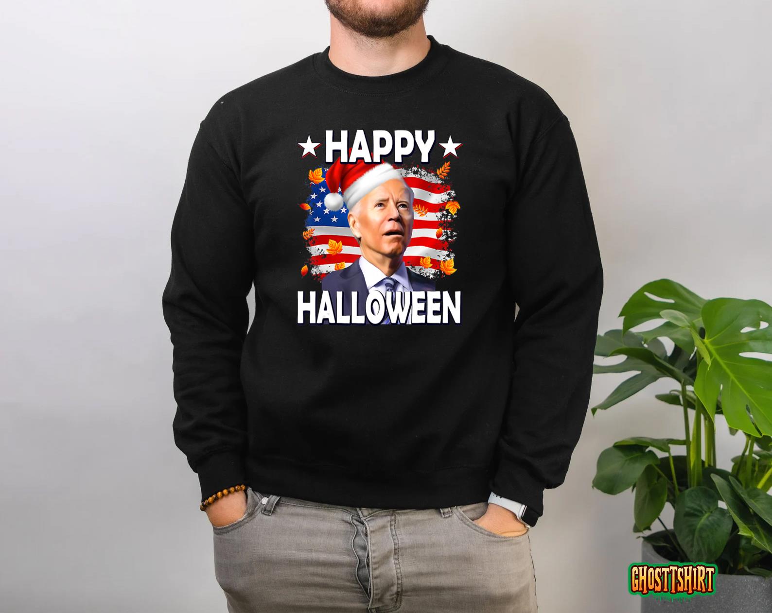 Happy Halloween Confused Biden US Flag Halloween 2022 T-Shirt