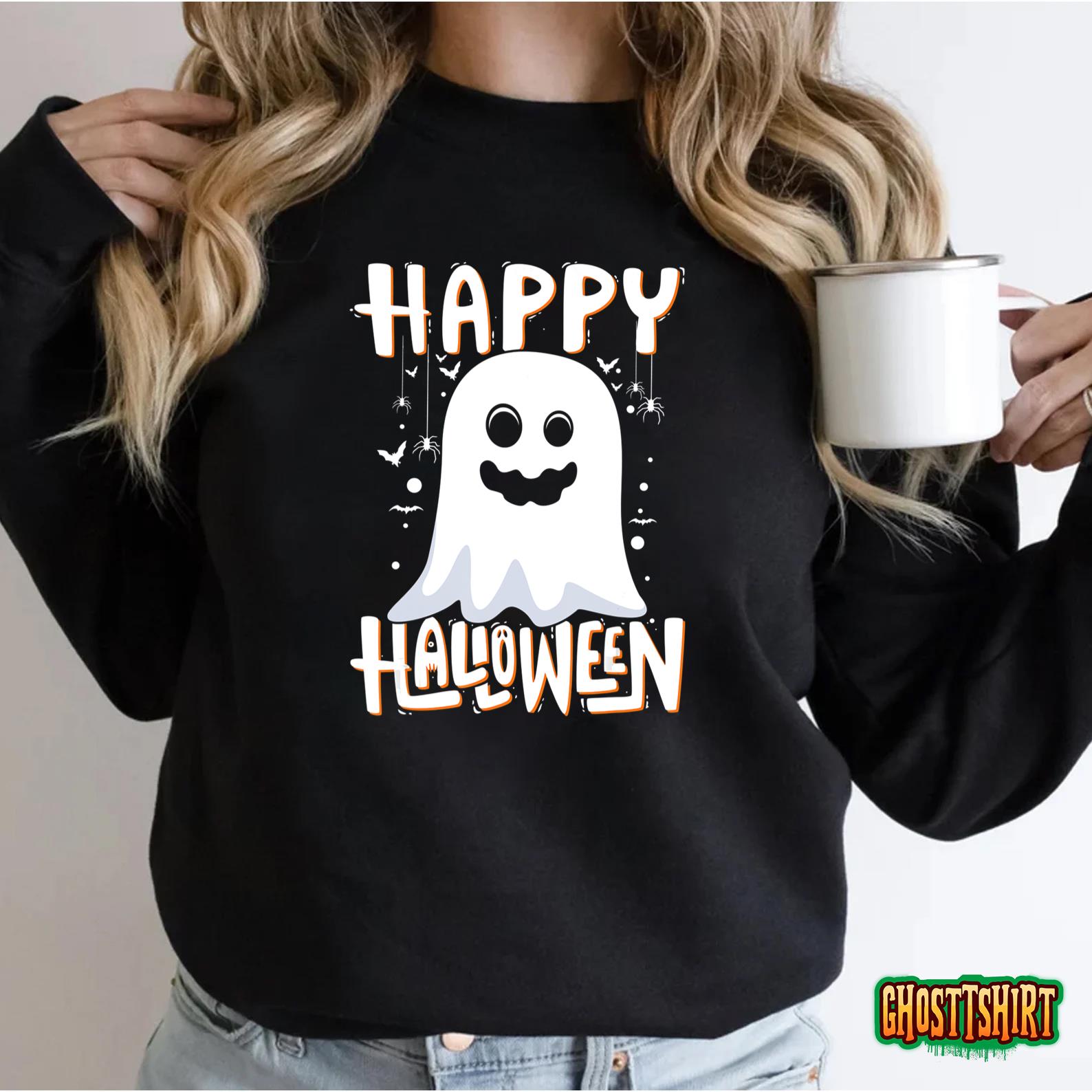 Happy Halloween Funny Ghost Halloween Costume for Men Women Kids T-Shirt