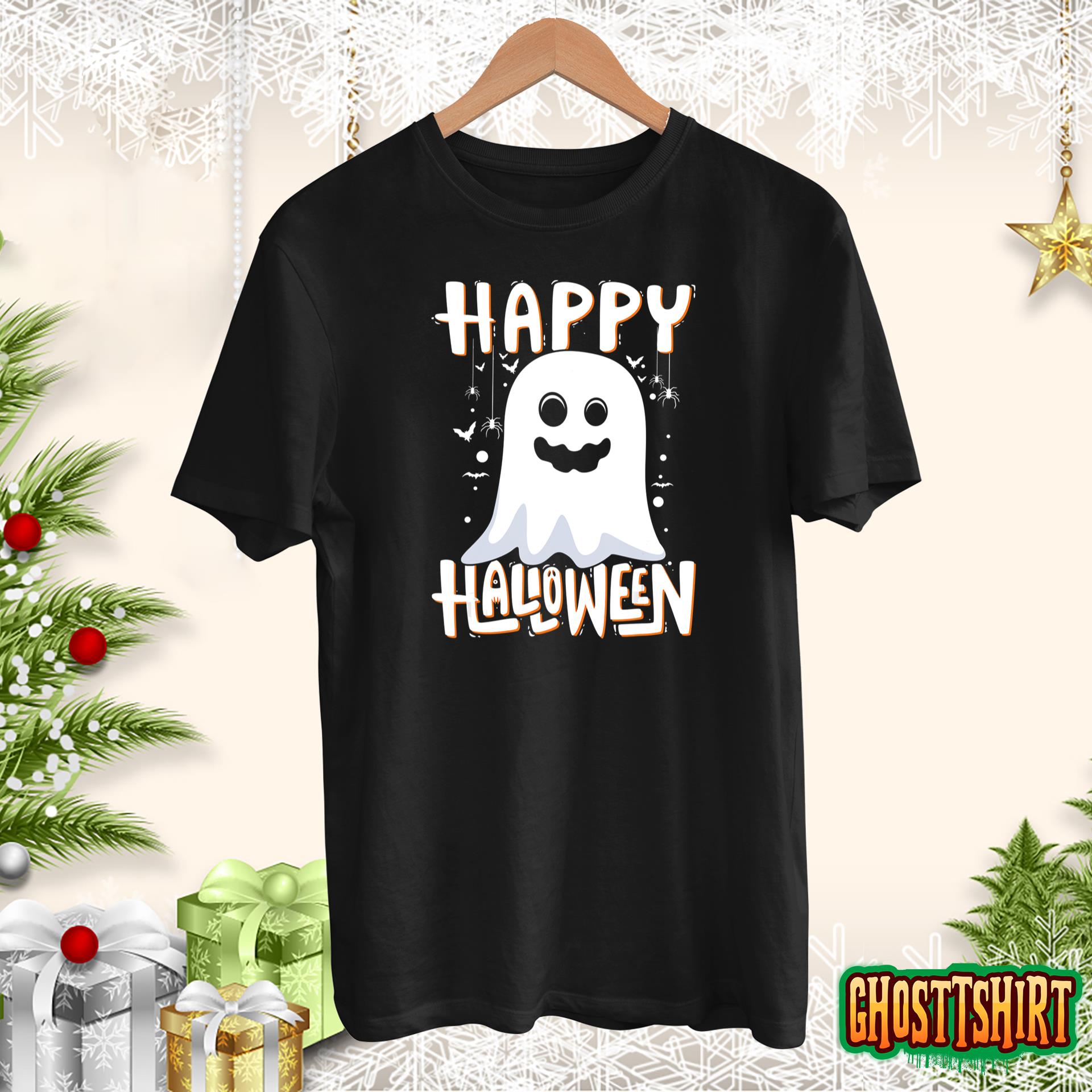 Happy Halloween Funny Ghost Halloween Costume for Men Women Kids T-Shirt