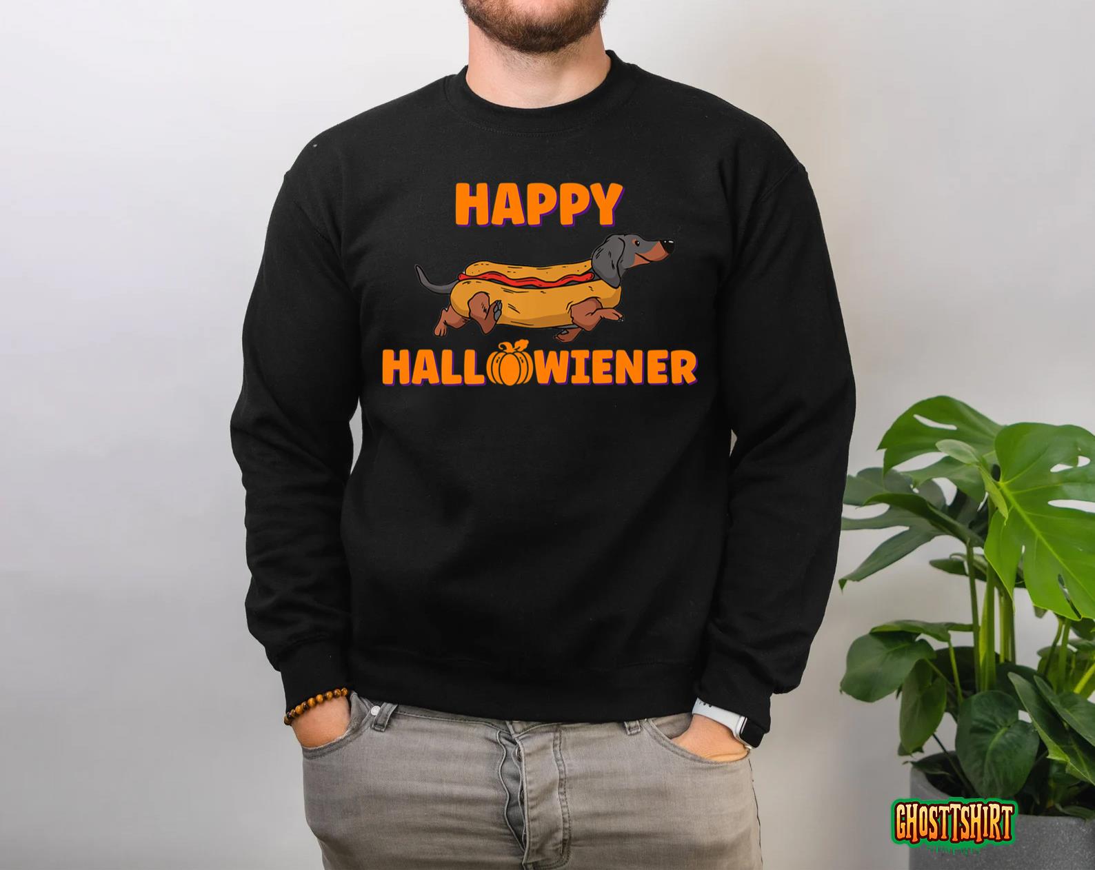 Happy Hallowiener Halloween Dachshund in Hot Dog Costume tee T-Shirt