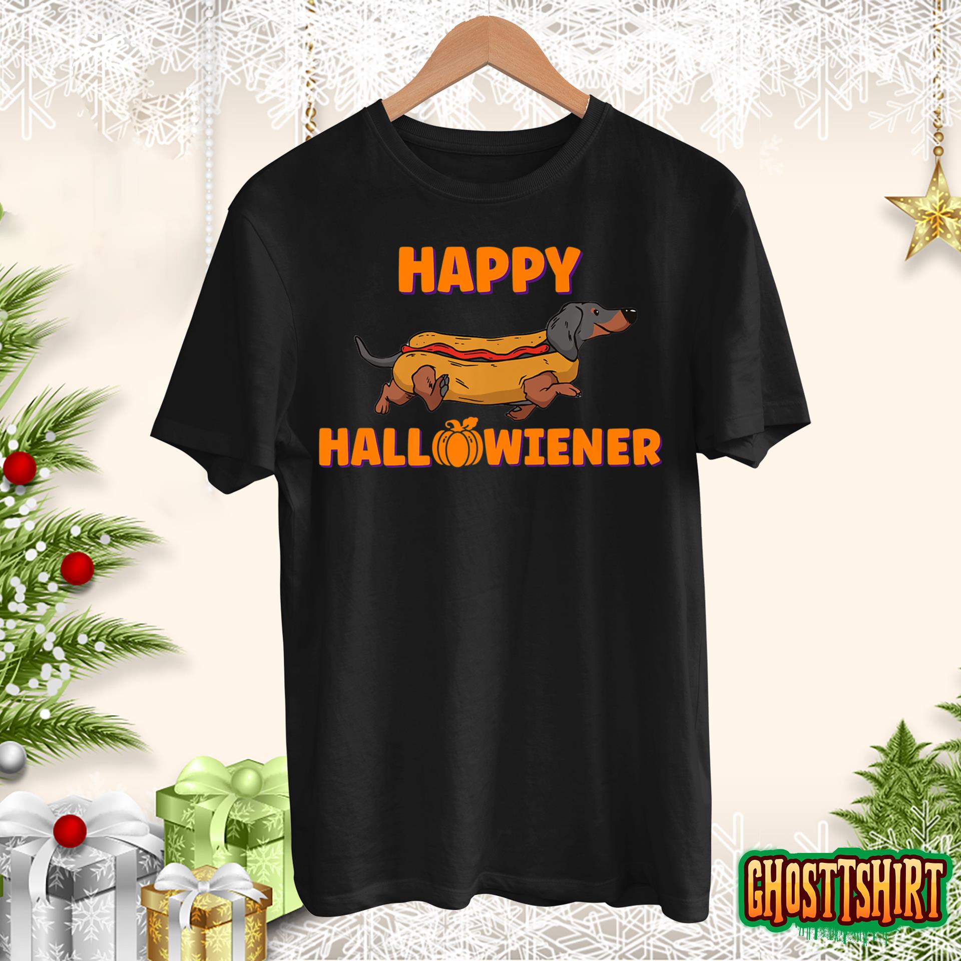 Happy Hallowiener Halloween Dachshund in Hot Dog Costume tee T-Shirt