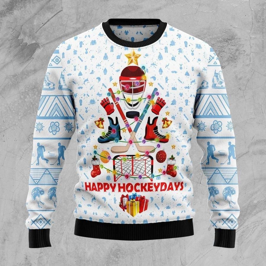 Happy Hockey Day Ugly Christmas Sweater | Unisex | Full Size | Adult | Colorful | US3808- Best Christmas Gifts 2023